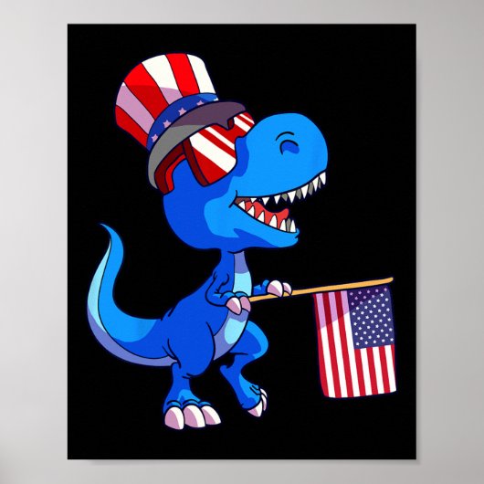 7月4日シャツ米国国旗Dino Kids Boys Patriotic ポスター (正面)