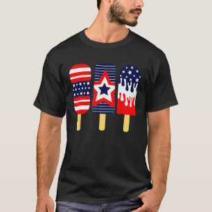 7月4日シャツ、アメリカ国旗のポプシクル幼児キッド Tシャツ