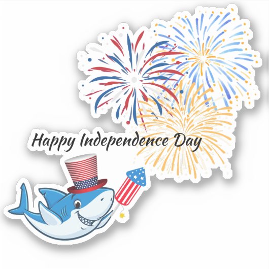 7月4日シャーク花火ディレクター米国国旗のガラス シール (正面)