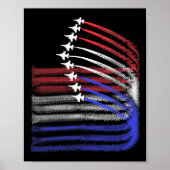 7月4日ジェットアメリカ国旗の愛国的なアメリカ ポスター (正面)