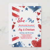 7月4日ジェンダーリビールパーティの招待状 招待状 (正面)