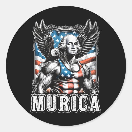 7月4日ジョージおもしろいワシントン7月 ラウンドシール (正面)