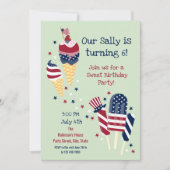 7月4日スウィート誕生日ガールパーティの招待状 招待状 (正面)