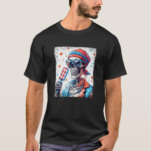 7月4日スケルトンポプシクルサングラスUSA国旗 Tシャツ