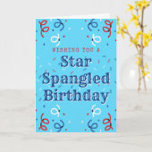 7月4日スタースパングル誕生日カード カード (黄色い花)