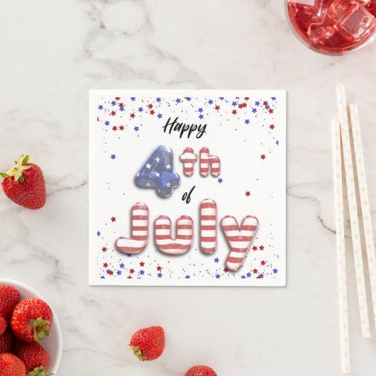 7月4日スターズストライプフォイルバルーン スタンダードカクテルナプキン (インサイチュ)