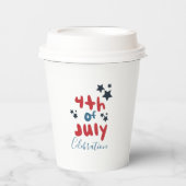 7月4日スターズBBQパーティーハンドレタリング 紙コップ (正面)