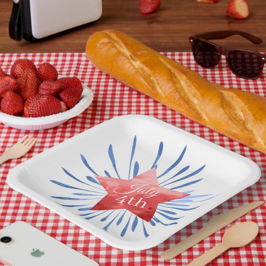 7月4日スター花火紙プレート ペーパープレート (ピクニック)