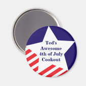 7月4日スター赤白青磁ストライプ石 マグネット (正面/裏面)