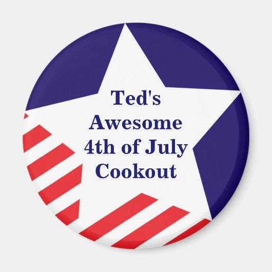 7月4日スター赤白青磁ストライプ石 マグネット (正面)