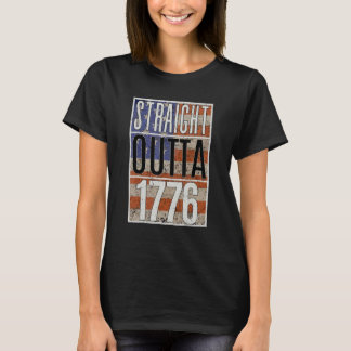 7月4日ストレートアウトタ1776米国国旗アメリカ Tシャツ