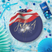 7月4日スパークラーズと国旗の紙プレート ペーパープレート (パーティー)