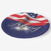7月4日スパークラーズと国旗の紙プレート ペーパープレート (アングル)