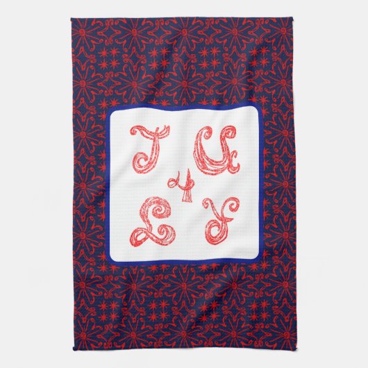 7月4日スパークルファブリックフォント花火台所用タオル キッチンタオル (縦)