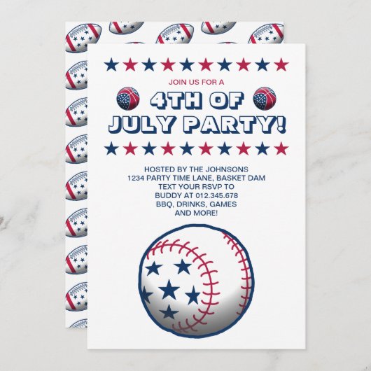 7月4日スポーツパーティー 招待状 (正面/裏面)