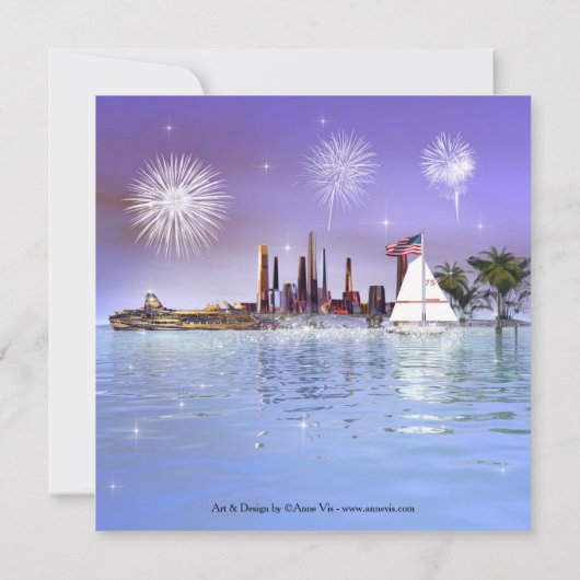 7月4日セーリングまたはクルーズ花火招待状 招待状 (裏面)