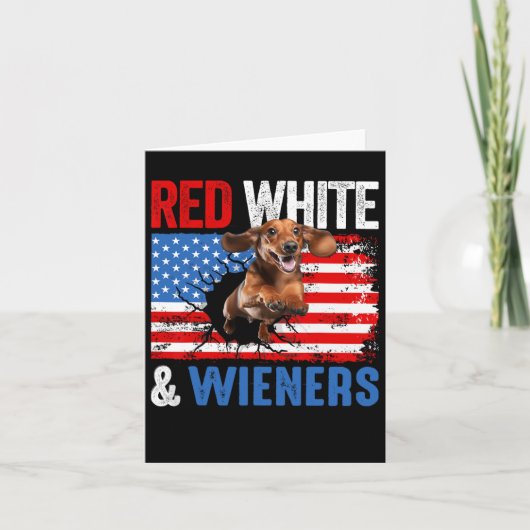 7月4日ダシュント犬のシャツ赤と白 カード (正面)