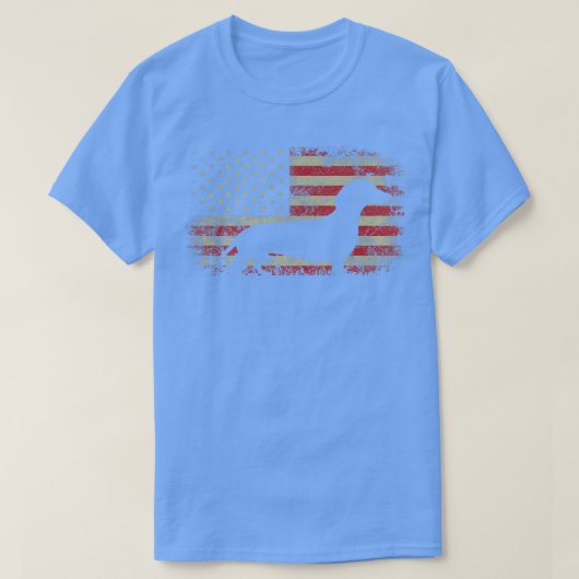 7月4日ダックスシュント米国国旗の愛国心 Tシャツ (デザイン正面)