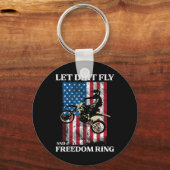 7月4日ダートバイクモトクロスアメリカバイクもしくは自転車に乗る人メンズ キーホルダー (正面)