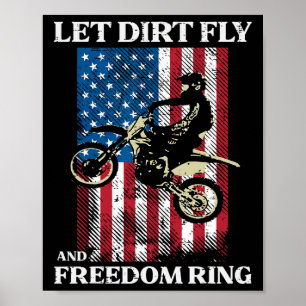 7月4日ダートバイクモトクロスアメリカバイクもしくは自転車に乗る人メンズ ポスター