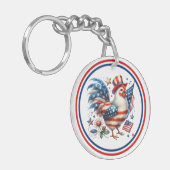 7月4日チキンクリップアート–61531 キーホルダー (正面左)