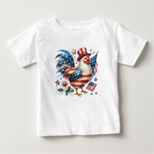 7月4日チキンクリップアート–61531 ベビーTシャツ