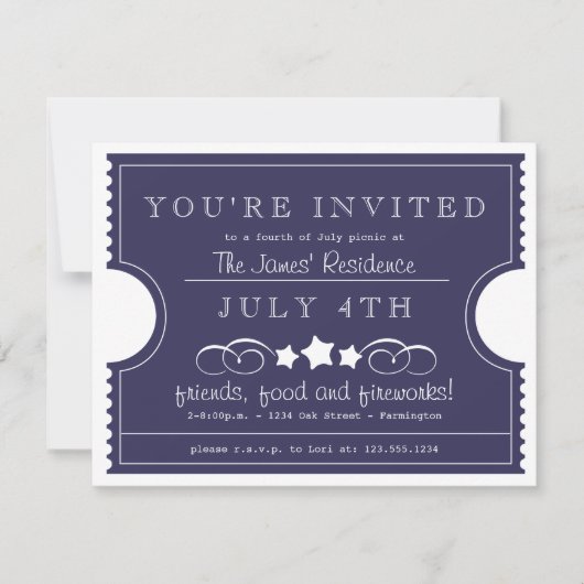 7月4日チケット招待状 招待状 (正面)