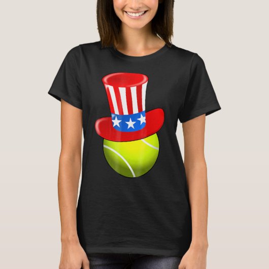 7月4日テニス伯父サム・ハ Tシャツ (正面)
