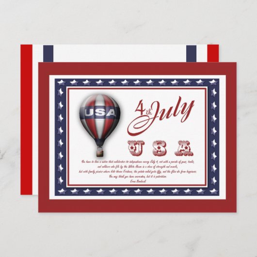 7月4日テンプレート – カスタマイズ可能 ポストカード (正面/裏面)