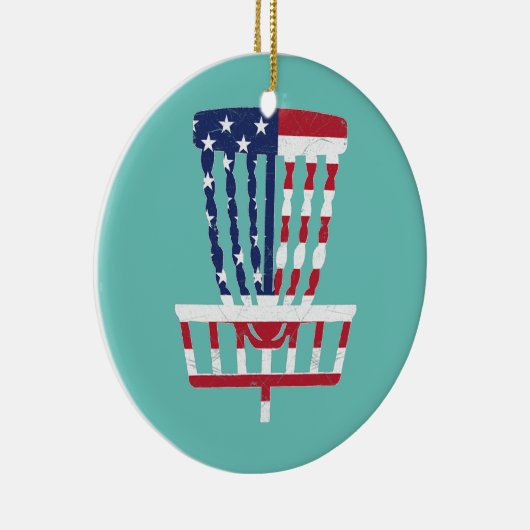 7月4日ディスクゴルフバスケット米国国旗 セラミックオーナメント (右)