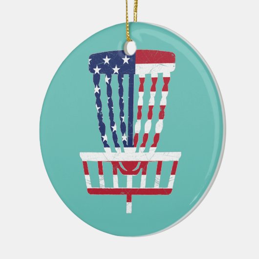 7月4日ディスクゴルフバスケット米国国旗 セラミックオーナメント (左)