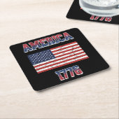 7月4日デザイン スクエアペーパーコースター (アングル)