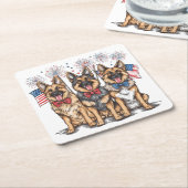 7月4日ドイツの羊飼い犬 スクエアペーパーコースター (アングル)