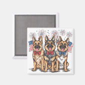 7月4日ドイツの羊飼い犬 マグネット (正面/裏面)