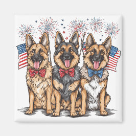 7月4日ドイツの羊飼い犬 マグネット