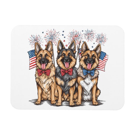 7月4日ドイツの羊飼い犬 マグネット (横)