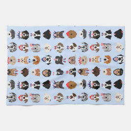 7月4日ドッグ顔 キッチンタオル