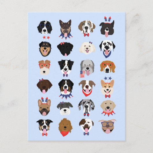 7月4日ドッグ顔 ポストカード (正面)