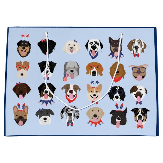 7月4日ドッグ顔 ラージペーパーバッグ (正面)