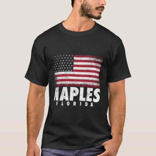 7月4日ナポリ・フロリダ・アメリカ国旗 Tシャツ (正面)