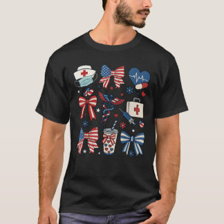 7月4日ナースコケットボー愛国看護婦 Tシャツ