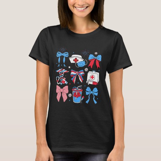 7月4日ナース聴診器コケットボウ看護 Tシャツ (正面)