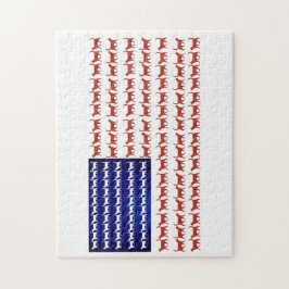 7月4日ネコ国旗の赤・青 ジグソーパズル