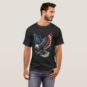 7月4日ハゲ・イーグル愛国的アメリカ国旗 Tシャツ (正面フル)