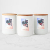 7月4日ハッピーアメリカ国旗のハート フードラベル (ボトル)