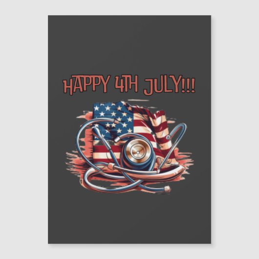 7月4日ハッピーフィジカル、聴診器 マグネット招待状 (正面)