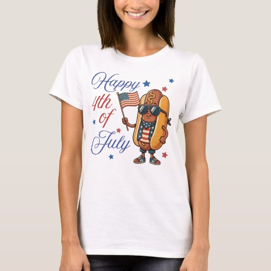 7月4日ハッピーホットドッグ Tシャツ (正面)