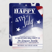 7月4日ハッピー赤白青パーティの招待状 招待状 (正面/裏面)