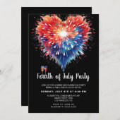7月4日ハートの招待状花火 セーブザデート (正面/裏面)