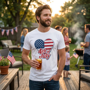 7月4日ハートアメリカ国旗パトリオティックTシャツ トライブレンドTシャツ
